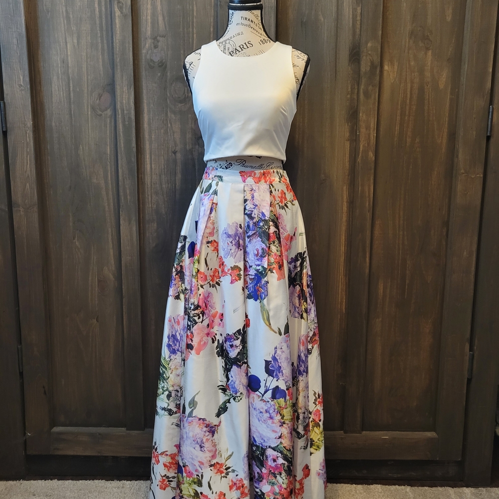 My Michelle Floral 2 Piece Dress - White and Multicolor